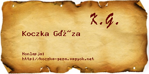Koczka Géza névjegykártya